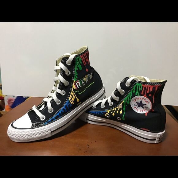 🔹Hand Painted RENT Converse Women’s Size 5 - Picture 4 of 13